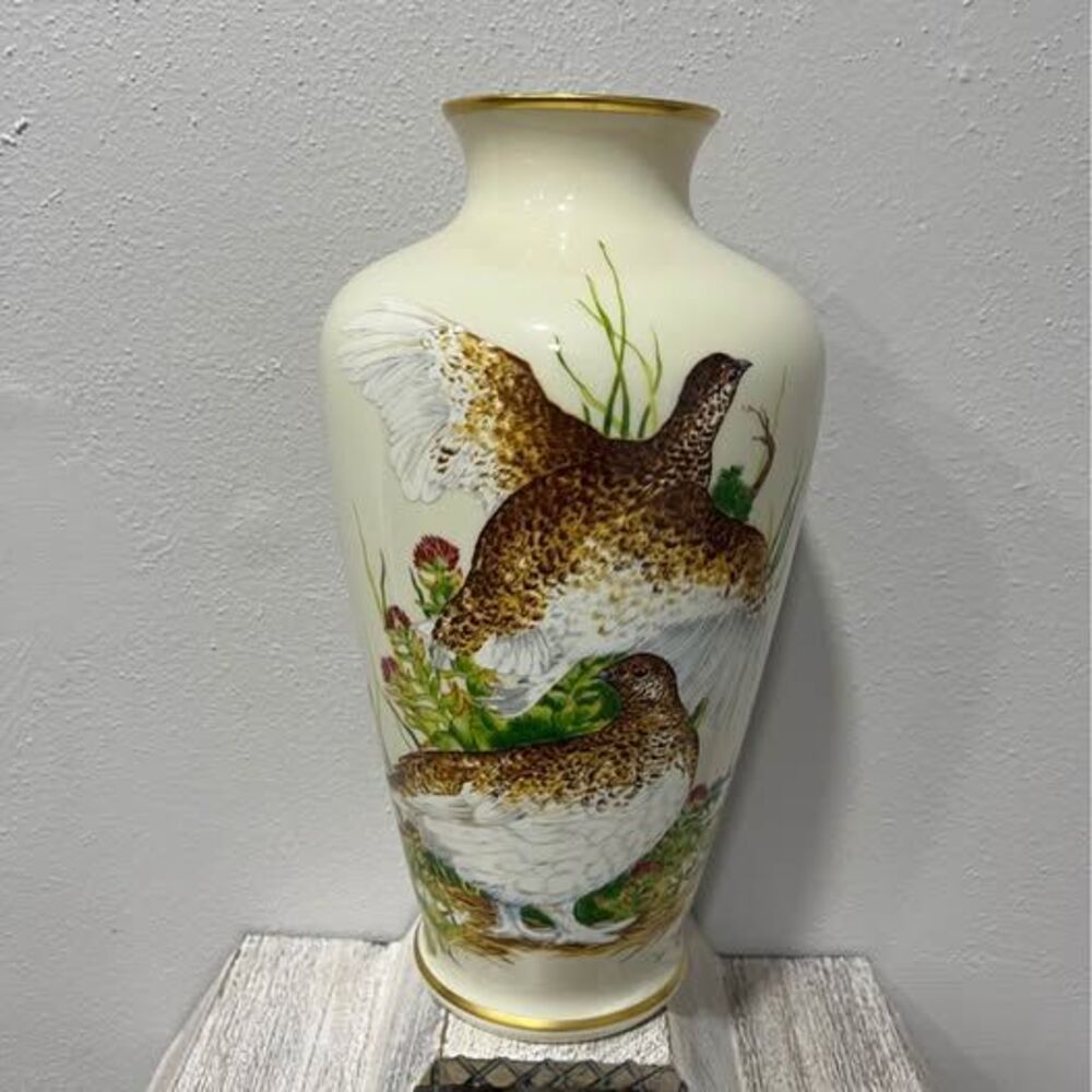 Lenox Game Bird Vase Ptarmigan Limited Edition Val Roy Gerischer Vintage 12"